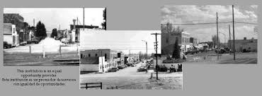 Sequence of small town main street views from different eras